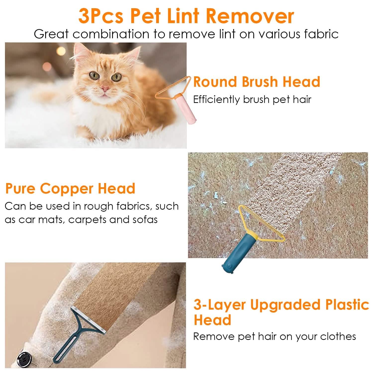 3-Piece: Portable Reusable Double Side Lint Remover Household Appliances - Tophatter Daily Deals