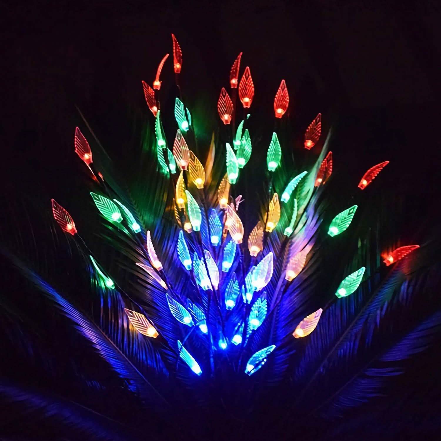 3-Piece Set: 60 LED Solar Garden Lights Tree Branch Leaf Shape Lamp String & Fairy Lights - Tophatter Daily Deals