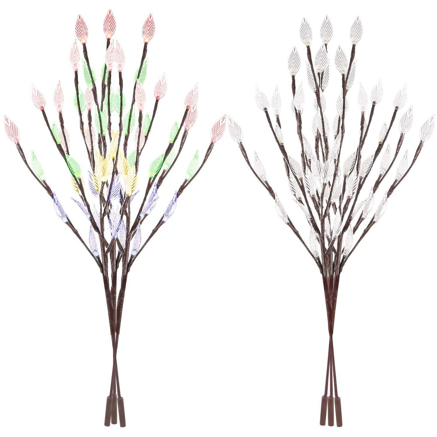 3-Piece Set: 60 LED Solar Garden Lights Tree Branch Leaf Shape Lamp String & Fairy Lights - Tophatter Daily Deals