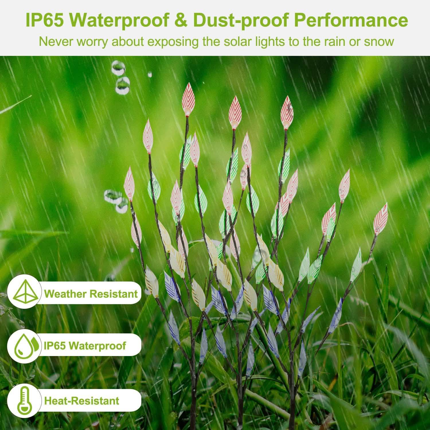 3-Piece Set: 60 LED Solar Garden Lights Tree Branch Leaf Shape Lamp String & Fairy Lights - Tophatter Daily Deals