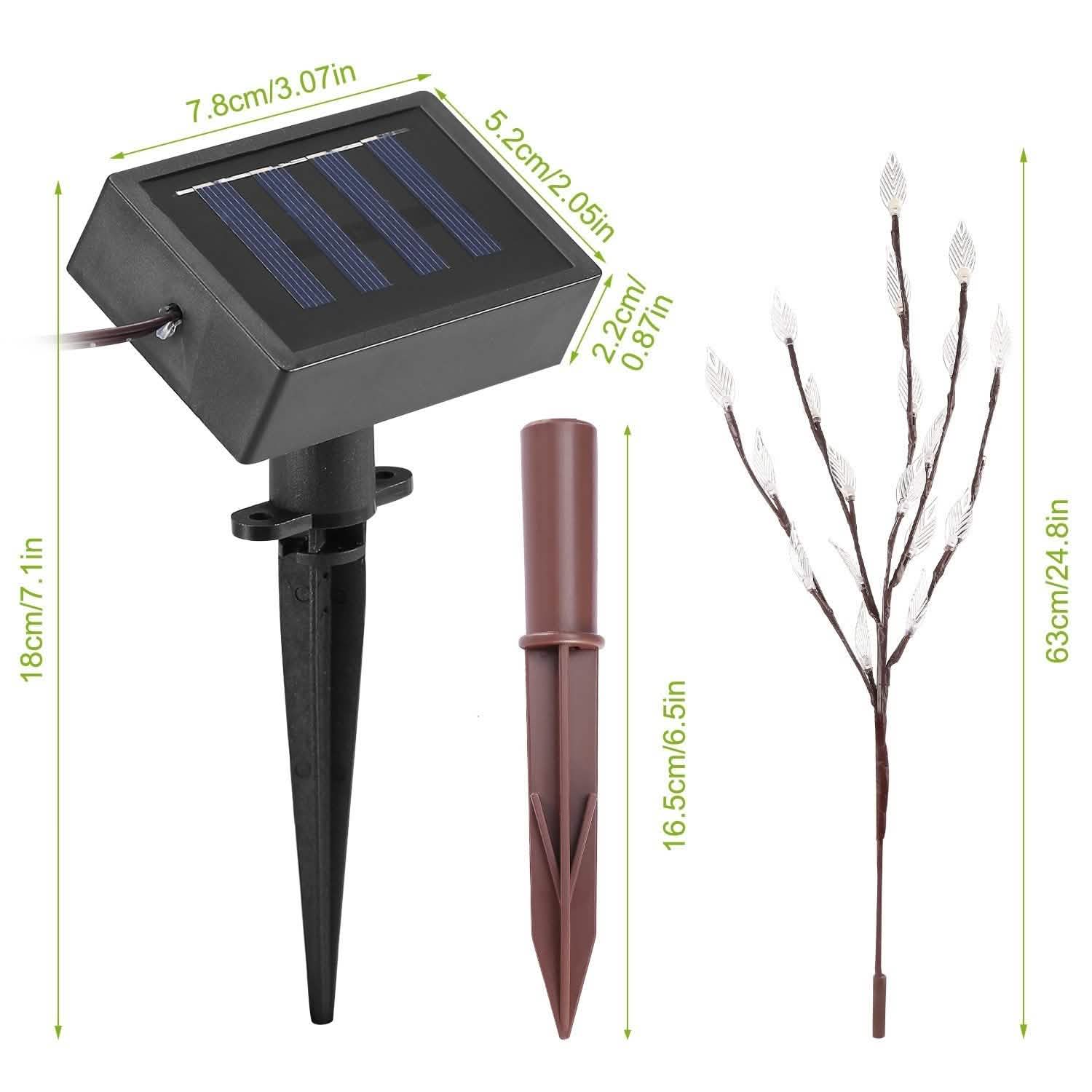 3-Piece Set: 60 LED Solar Garden Lights Tree Branch Leaf Shape Lamp String & Fairy Lights - Tophatter Daily Deals