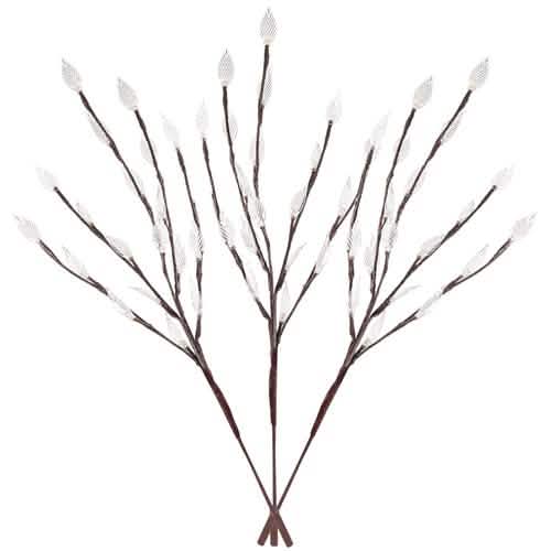 3-Piece Set: 60 LED Solar Garden Lights Tree Branch Leaf Shape Lamp White String & Fairy Lights - Tophatter Daily Deals
