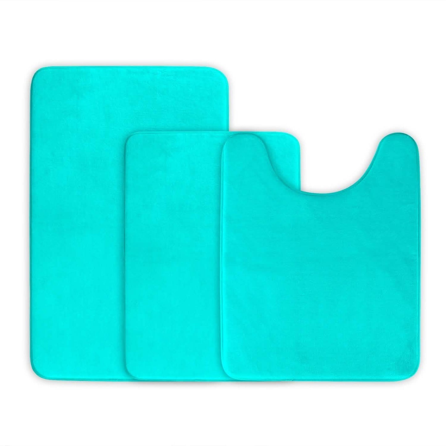 3-Piece Set: Bathroom Rug Set Plush Velvet Bath Carpet Aqua Bath - Tophatter Daily Deals