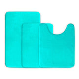 3-Piece Set: Bathroom Rug Set Plush Velvet Bath Carpet Aqua Bath - Tophatter Daily Deals