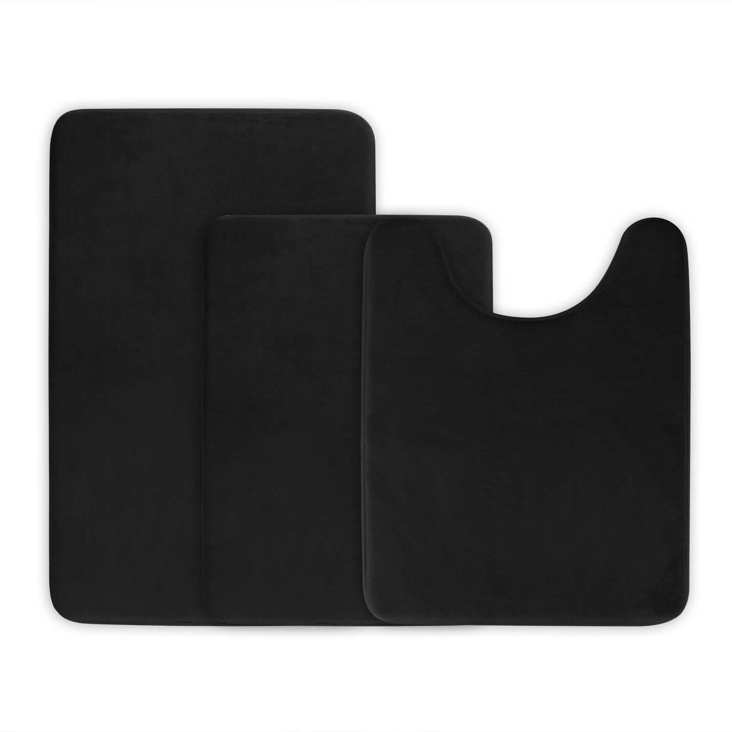 3-Piece Set: Bathroom Rug Set Plush Velvet Bath Carpet Black Bath - Tophatter Daily Deals
