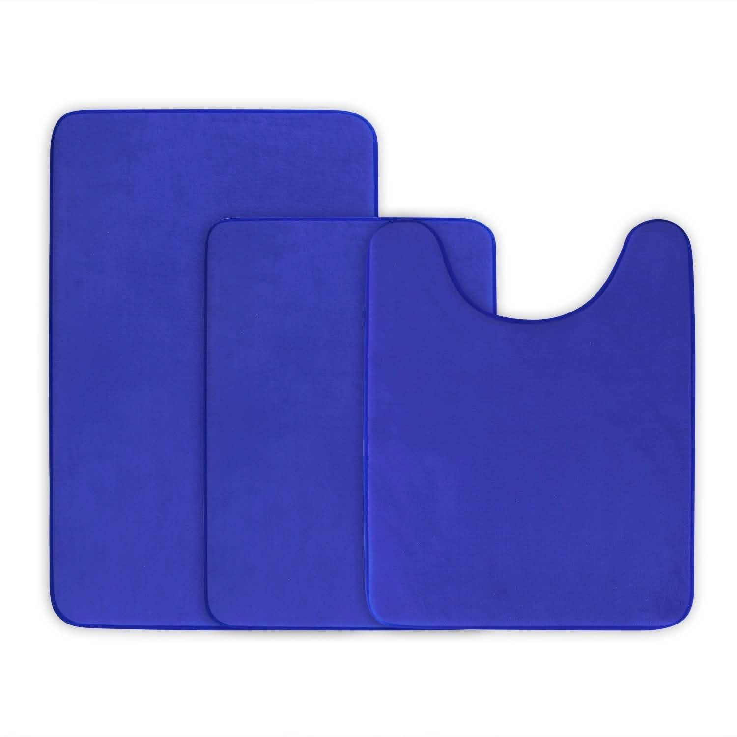 3-Piece Set: Bathroom Rug Set Plush Velvet Bath Carpet Blue Bath - Tophatter Daily Deals