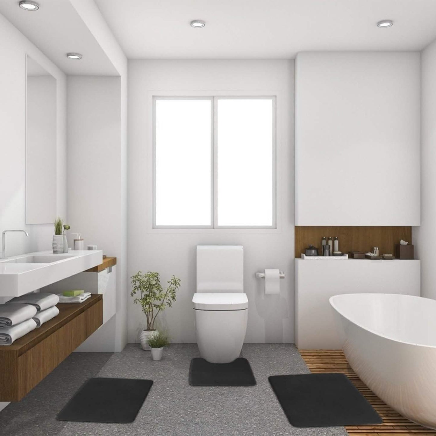 3-Piece Set: Bathroom Rug Set Plush Velvet Bath Carpet Bath - Tophatter Daily Deals