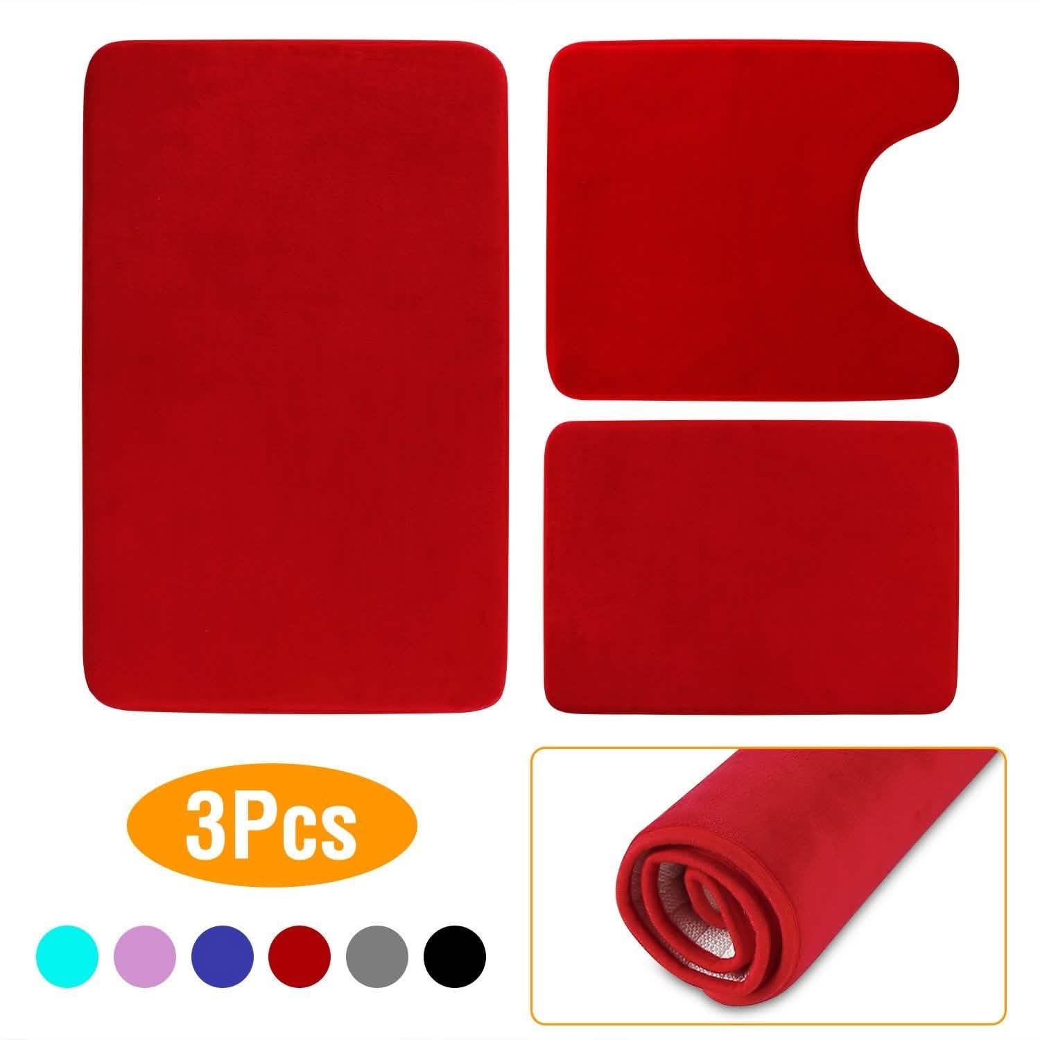 3-Piece Set: Bathroom Rug Set Plush Velvet Bath Carpet Bath - Tophatter Daily Deals