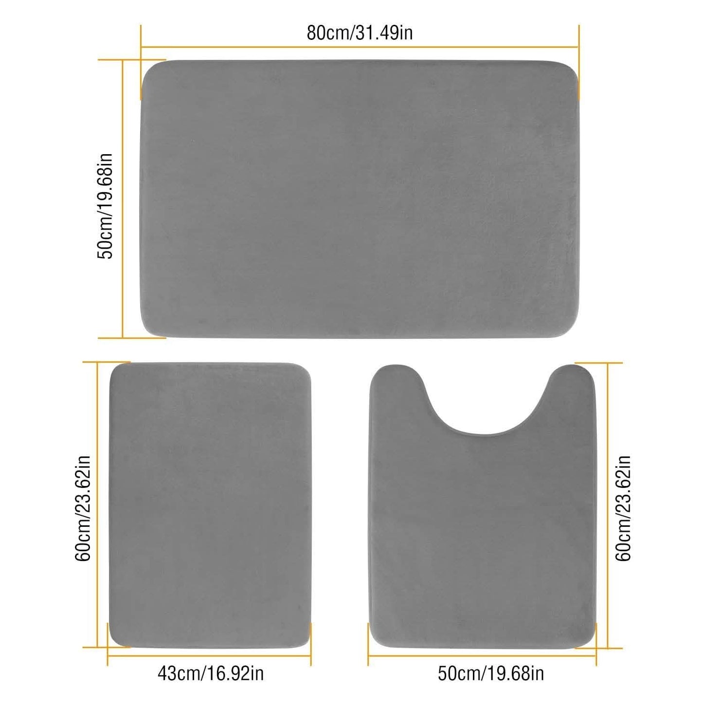 3-Piece Set: Bathroom Rug Set Plush Velvet Bath Carpet Bath - Tophatter Daily Deals