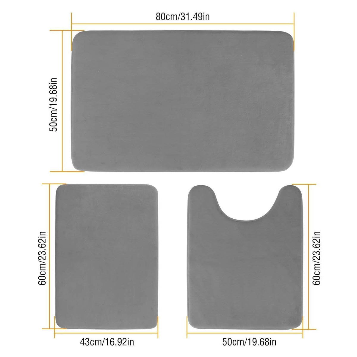 3-Piece Set: Bathroom Rug Set Plush Velvet Bath Carpet Bath - Tophatter Daily Deals