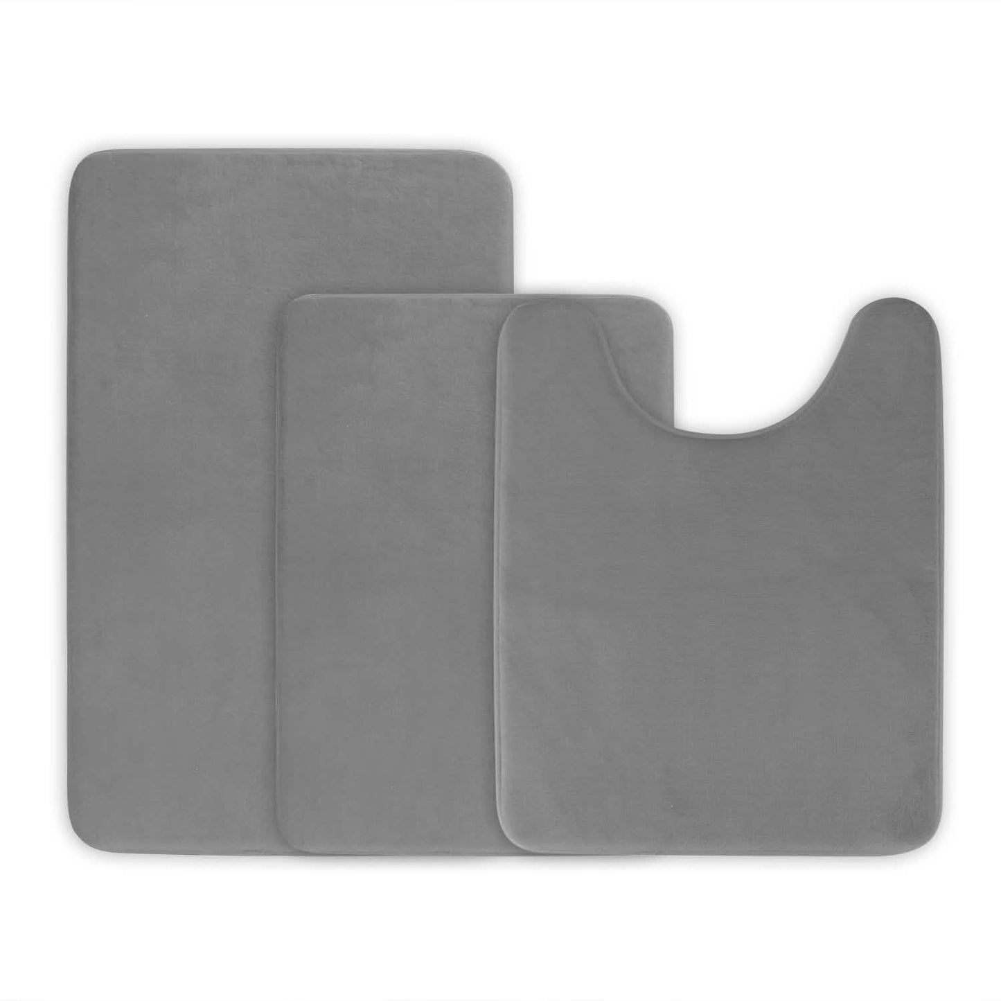 3-Piece Set: Bathroom Rug Set Plush Velvet Bath Carpet Gray Bath - Tophatter Daily Deals