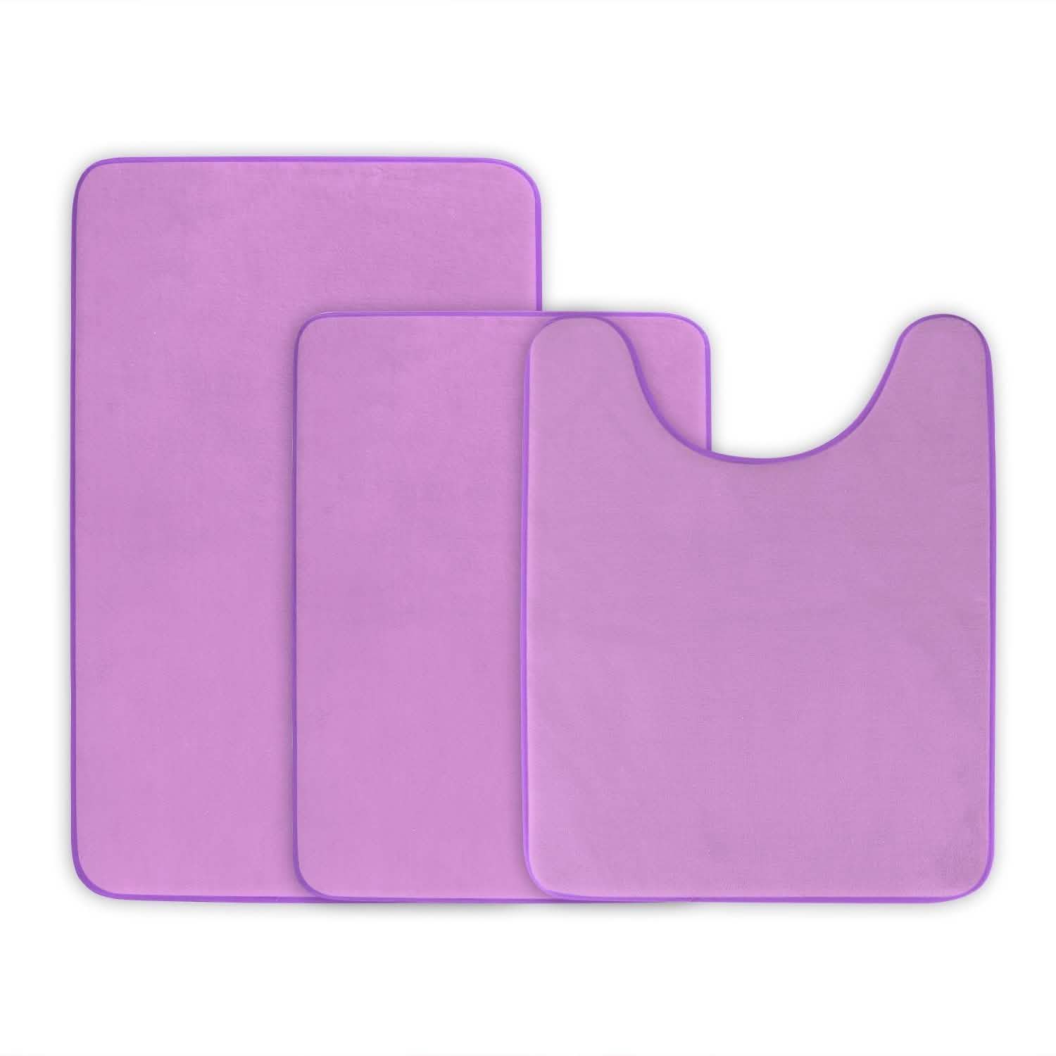 3-Piece Set: Bathroom Rug Set Plush Velvet Bath Carpet Purple Bath - Tophatter Daily Deals