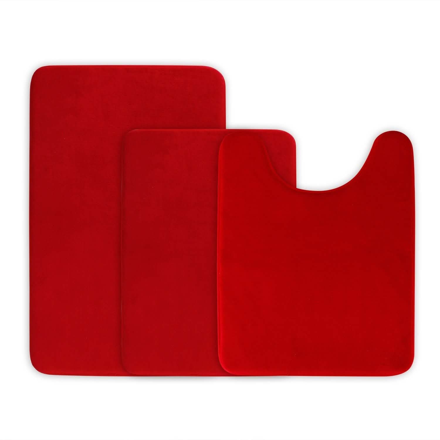 3-Piece Set: Bathroom Rug Set Plush Velvet Bath Carpet Red Bath - Tophatter Daily Deals