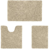 3-Piece Set: Bathroom Rugs Set Ultra Soft Non Slip and Absorbent Chenille Beige Bath - Tophatter Daily Deals