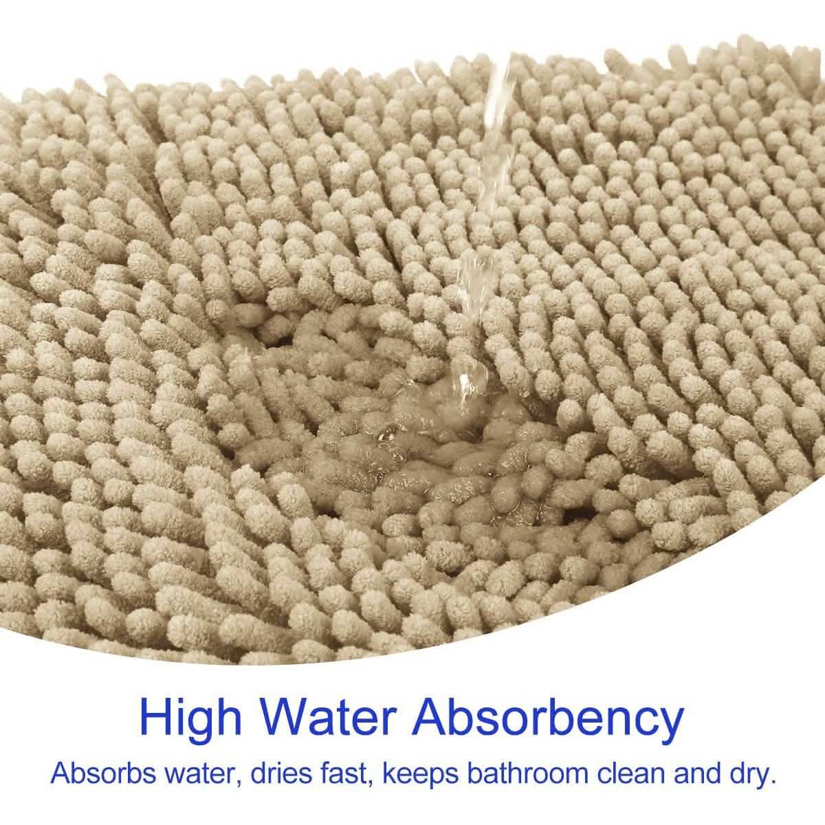 3-Piece Set: Bathroom Rugs Set Ultra Soft Non Slip and Absorbent Chenille Bath - Tophatter Daily Deals