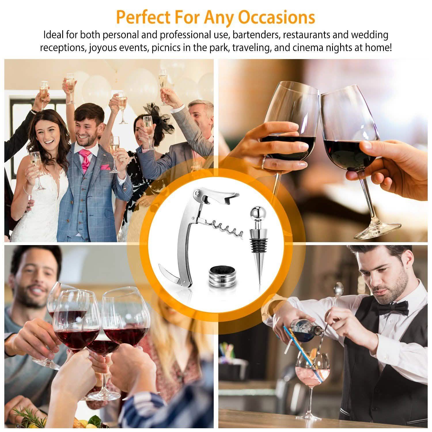 3-Piece Set: Corkscrew Bottle Opener Set Wine & Dining - Tophatter Daily Deals