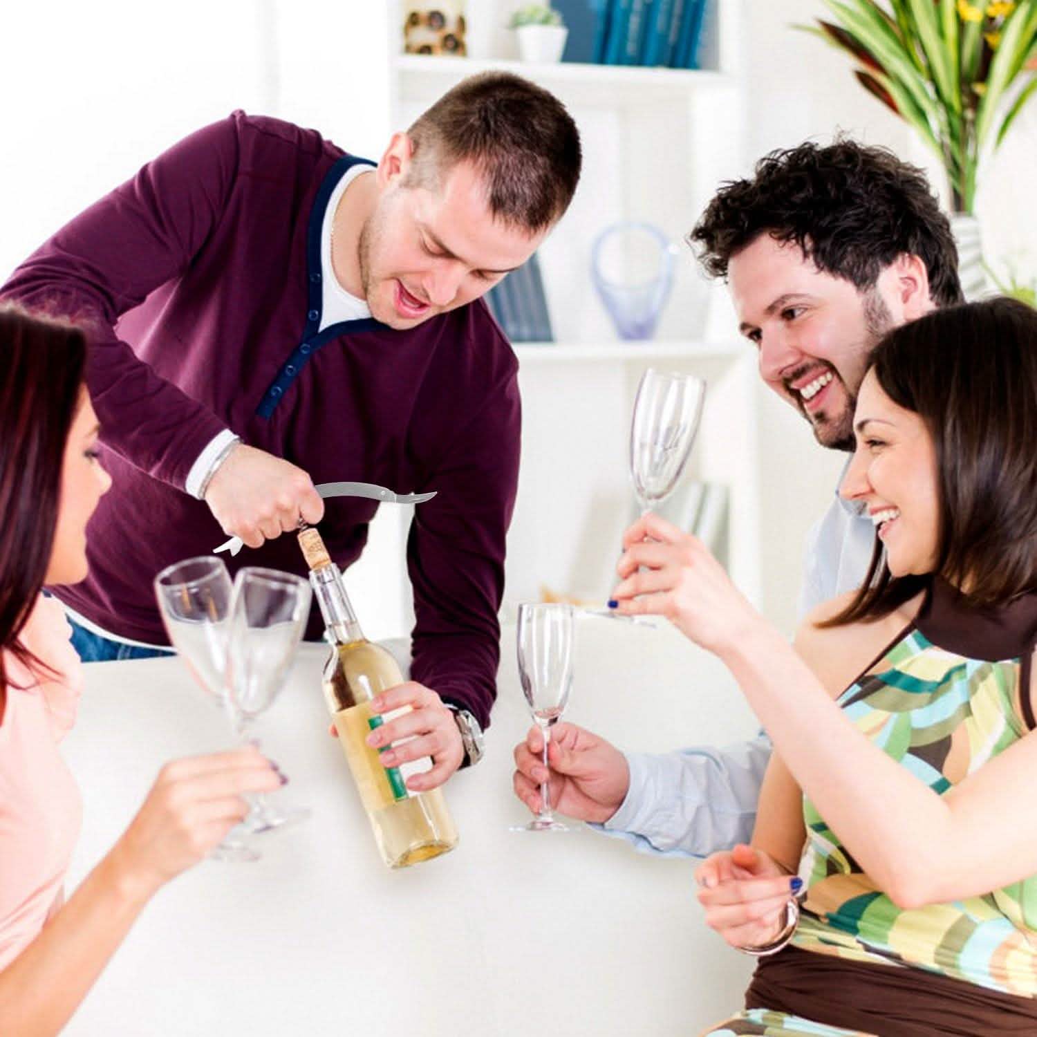 3-Piece Set: Corkscrew Bottle Opener Set Wine & Dining - Tophatter Daily Deals