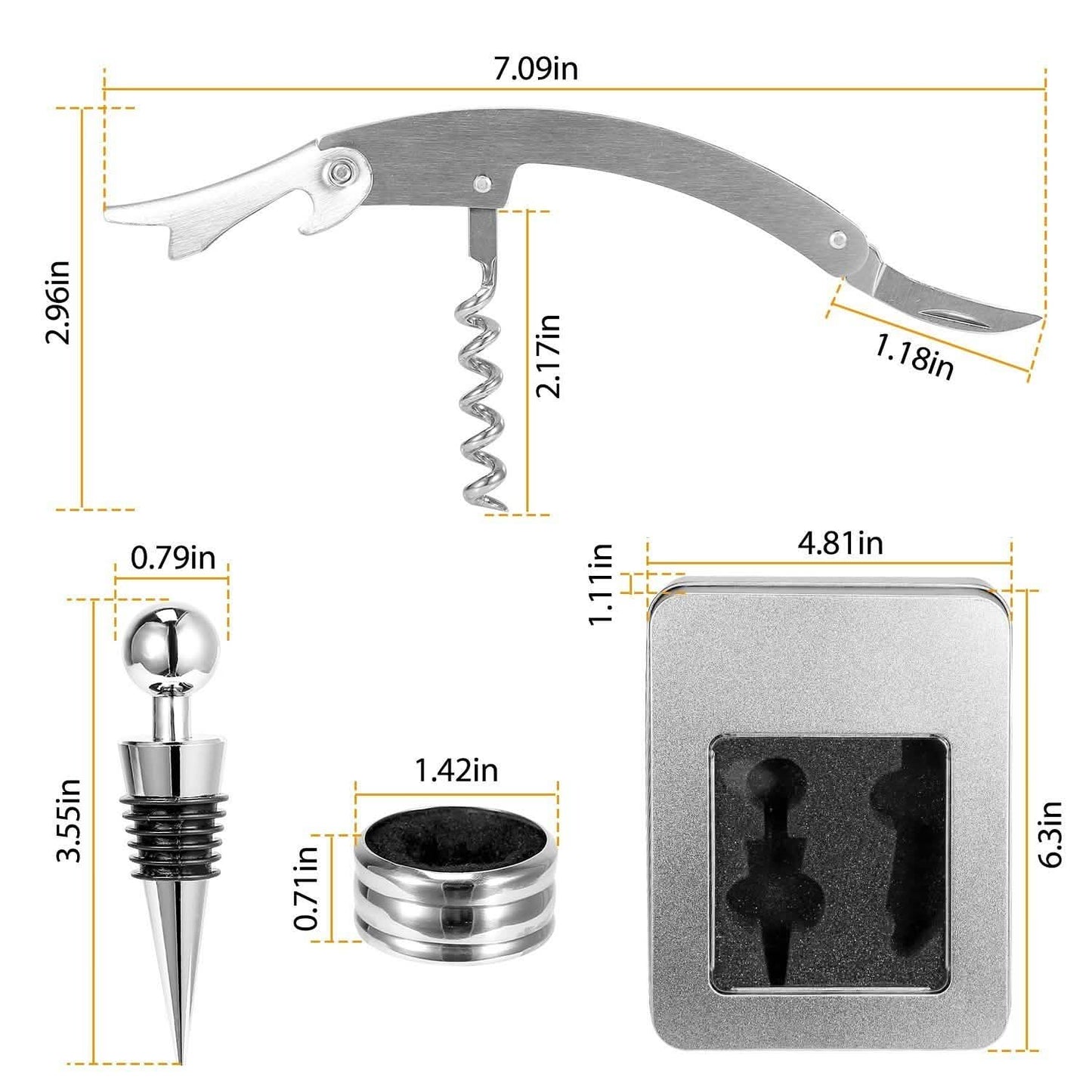 3-Piece Set: Corkscrew Bottle Opener Set Wine & Dining - Tophatter Daily Deals