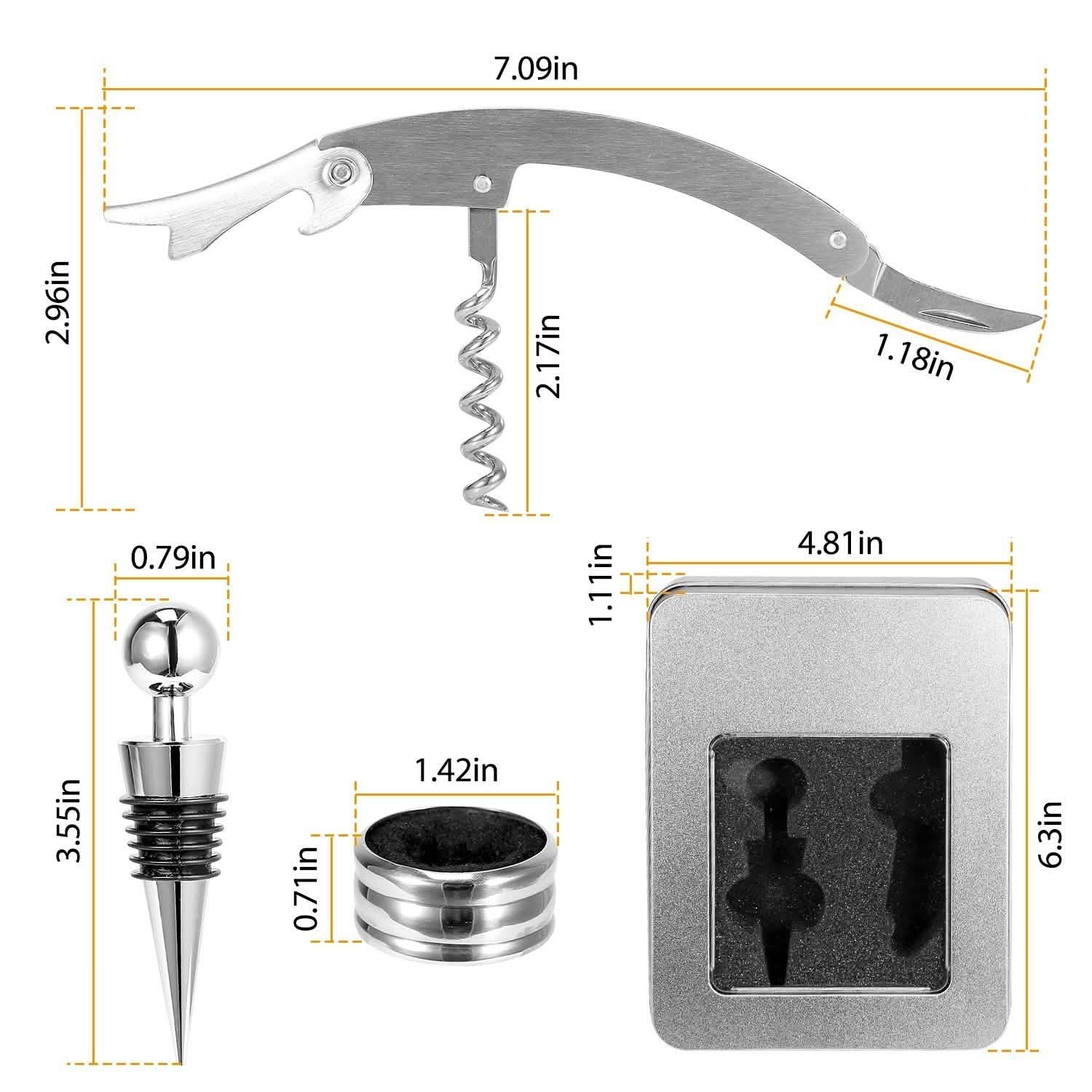 3-Piece Set: Corkscrew Bottle Opener Set Wine & Dining - Tophatter Daily Deals