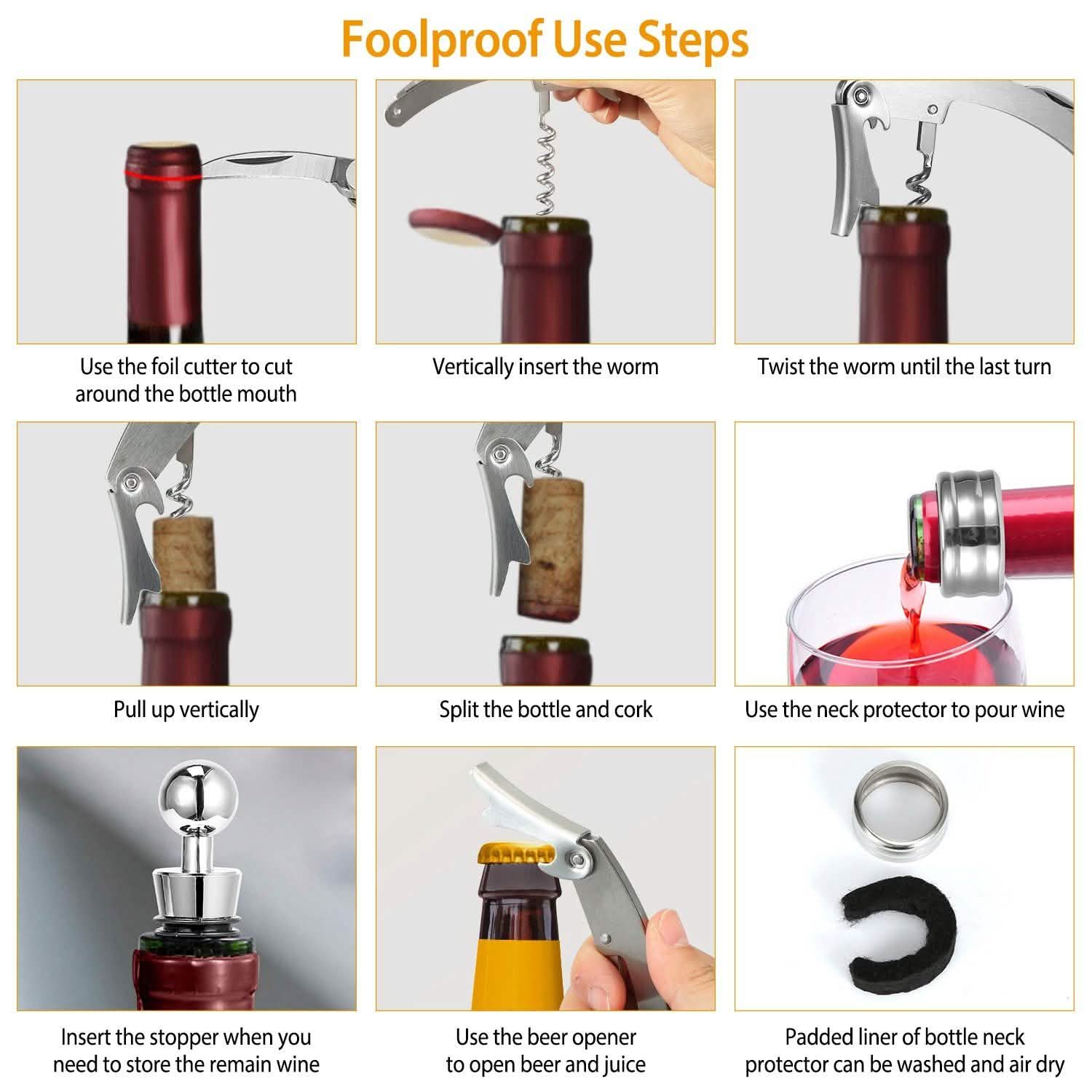 3-Piece Set: Corkscrew Bottle Opener Set Wine & Dining - Tophatter Daily Deals