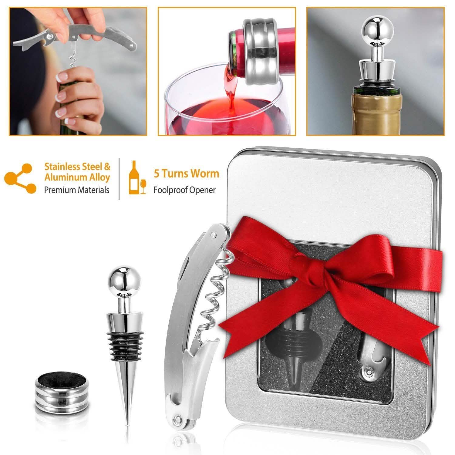 3-Piece Set: Corkscrew Bottle Opener Set Wine & Dining - Tophatter Daily Deals