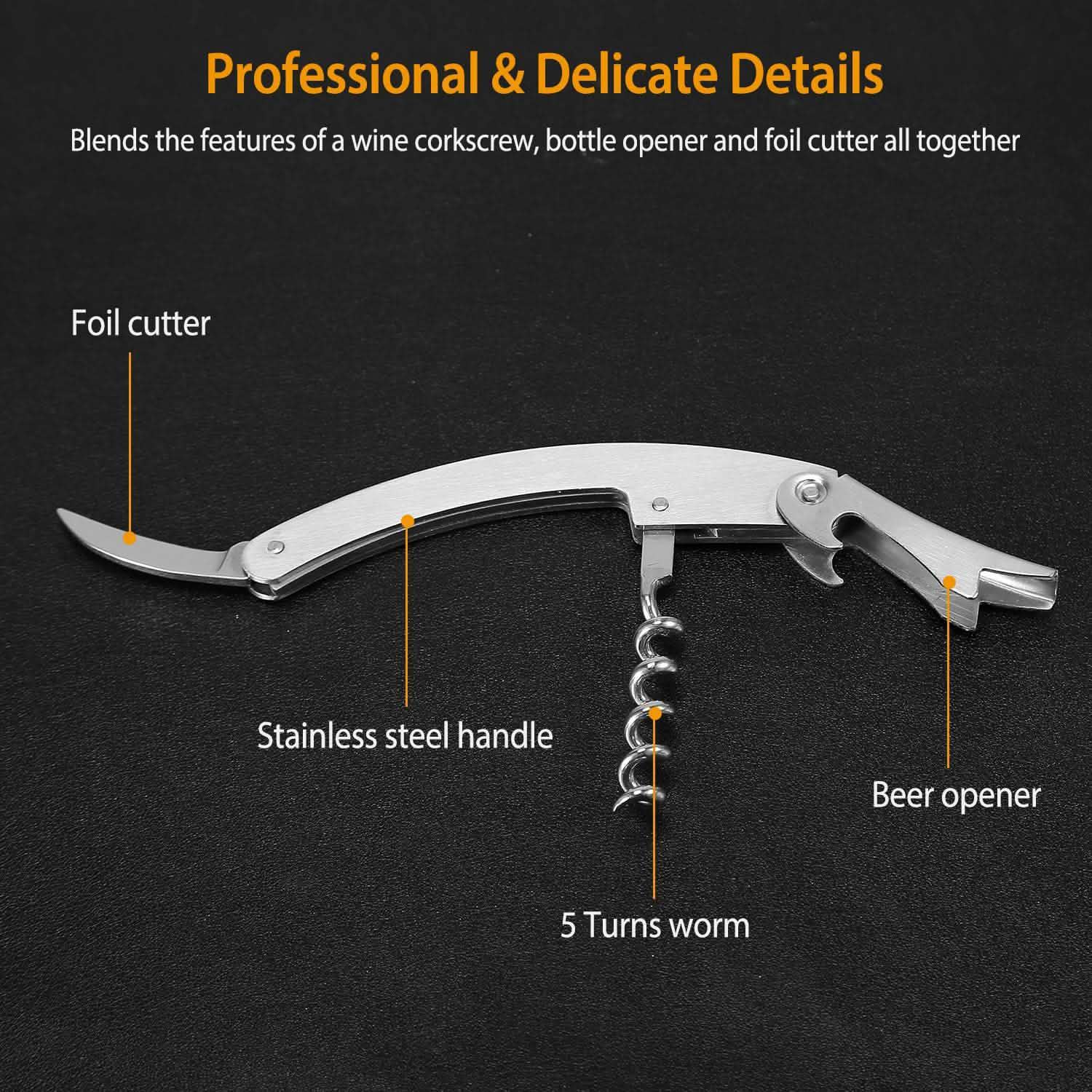 3-Piece Set: Corkscrew Bottle Opener Set Wine & Dining - Tophatter Daily Deals