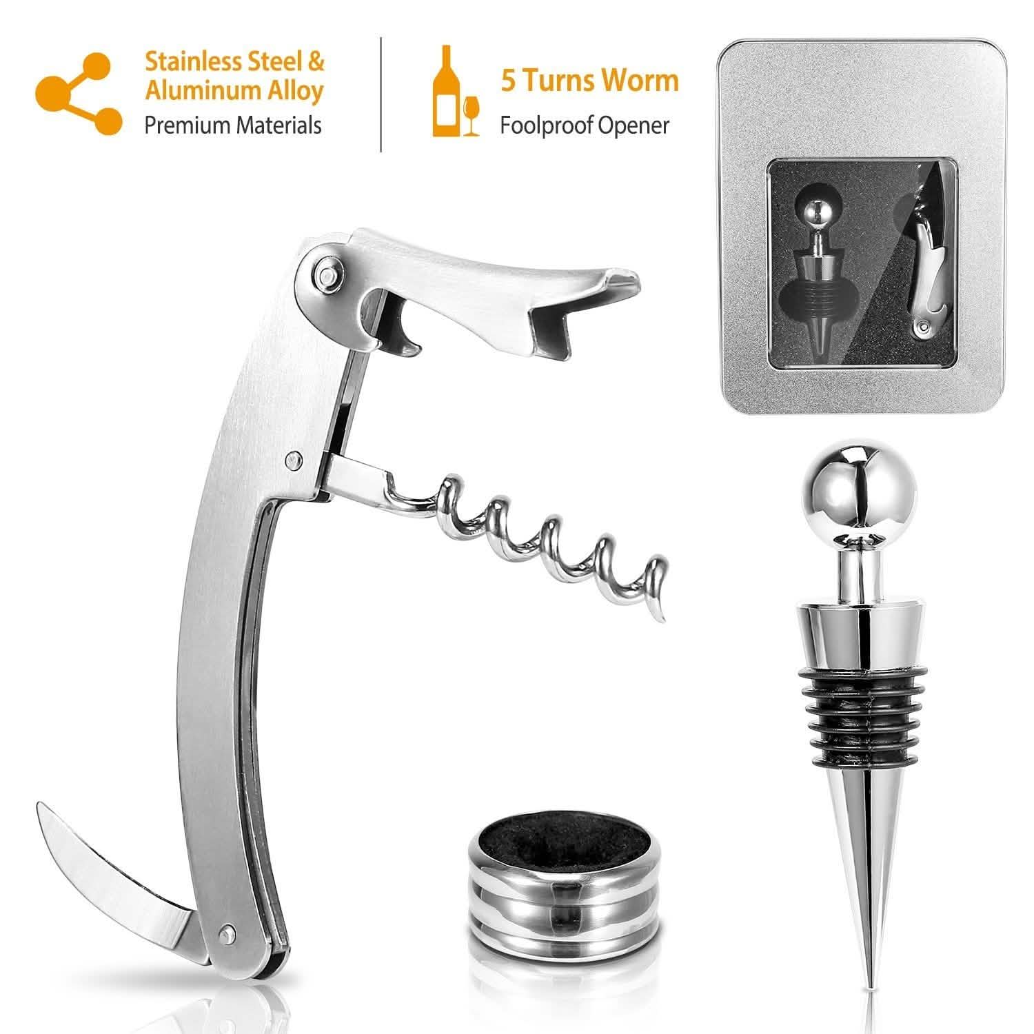 3-Piece Set: Corkscrew Bottle Opener Set Wine & Dining - Tophatter Daily Deals
