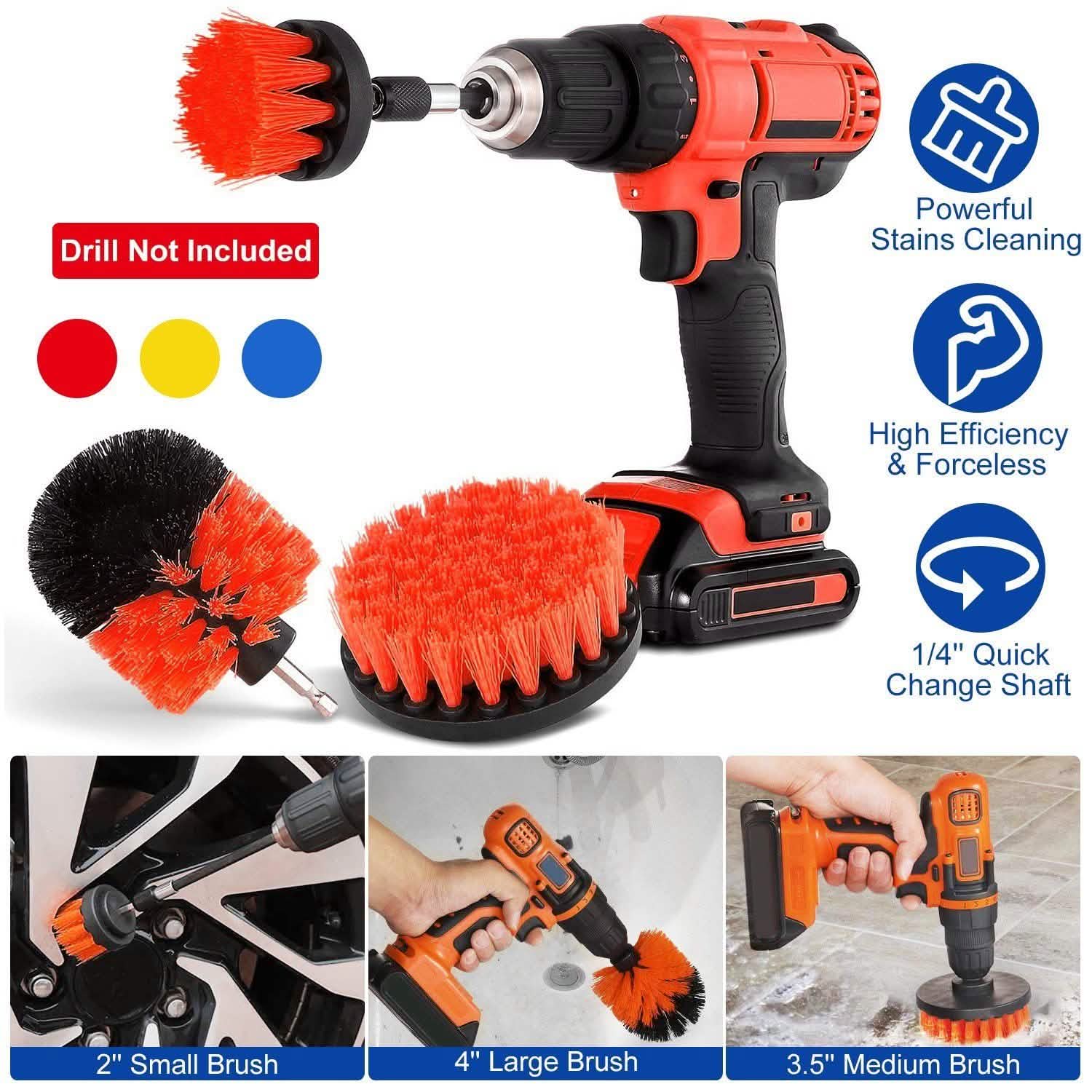 3-Piece Set: Drill Brush Power Scrubber Home Improvement - Tophatter Daily Deals