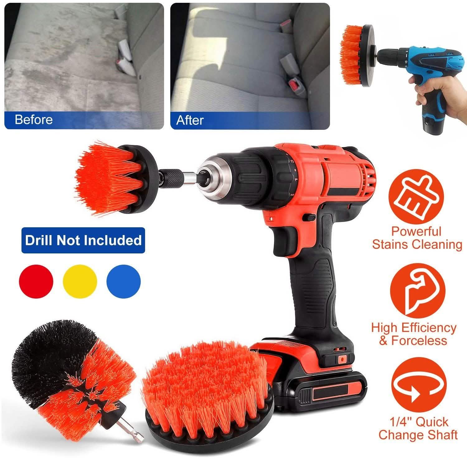 3-Piece Set: Drill Brush Power Scrubber Home Improvement - Tophatter Daily Deals