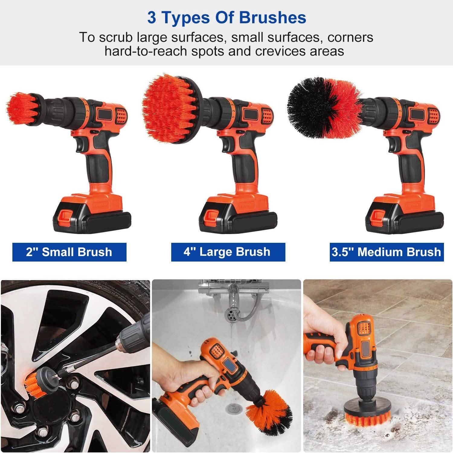 3-Piece Set: Drill Brush Power Scrubber Home Improvement - Tophatter Daily Deals