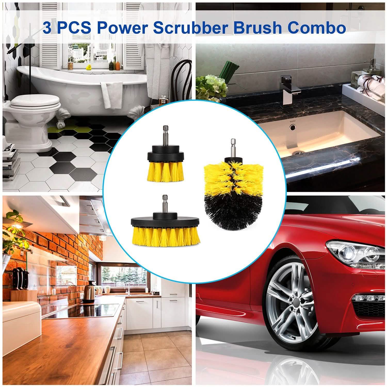3-Piece Set: Drill Brush Power Scrubber Home Improvement - Tophatter Daily Deals