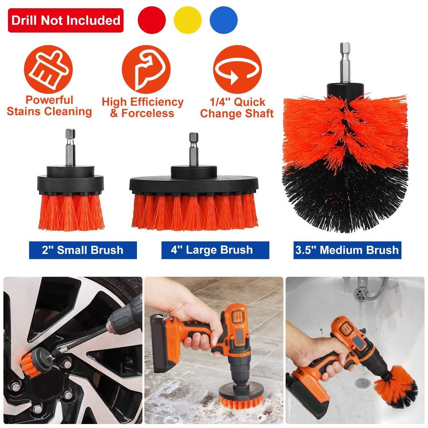 3-Piece Set: Drill Brush Power Scrubber Home Improvement - Tophatter Daily Deals