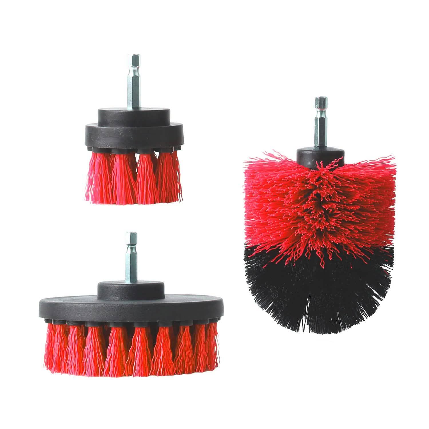3-Piece Set: Drill Brush Power Scrubber Red Home Improvement - Tophatter Daily Deals
