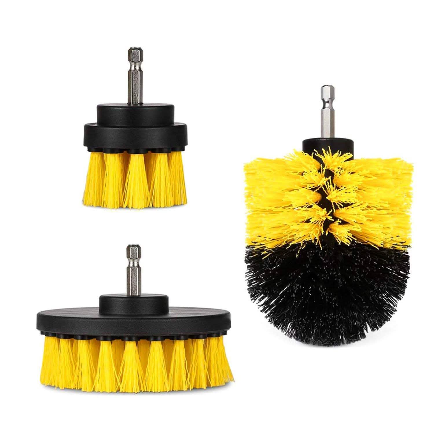 3-Piece Set: Drill Brush Power Scrubber Yellow Home Improvement - Tophatter Daily Deals