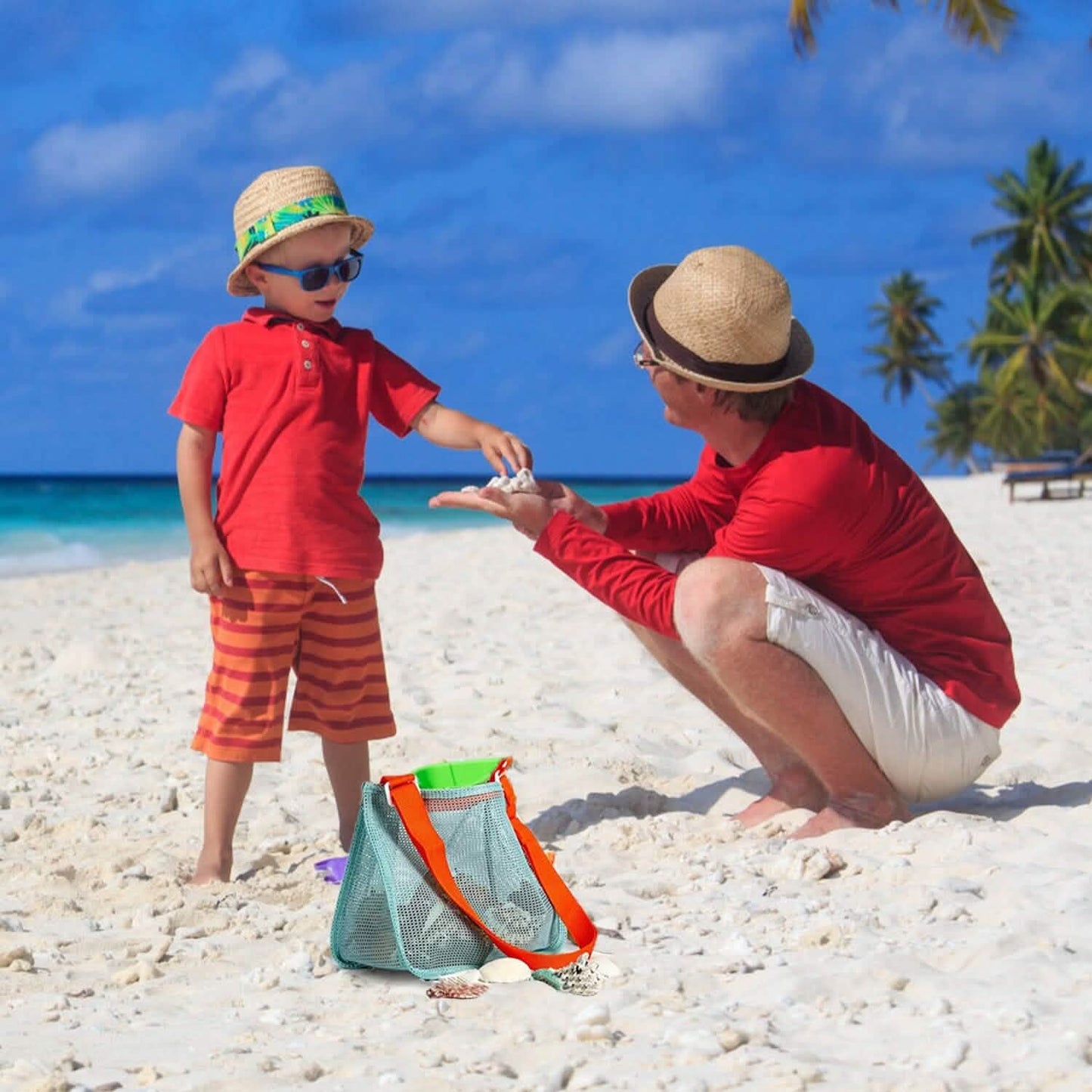 3-Pieces: Beach Mesh Bags Seashell Sand Tote Bag Outdoor Recreation - Tophatter Daily Deals