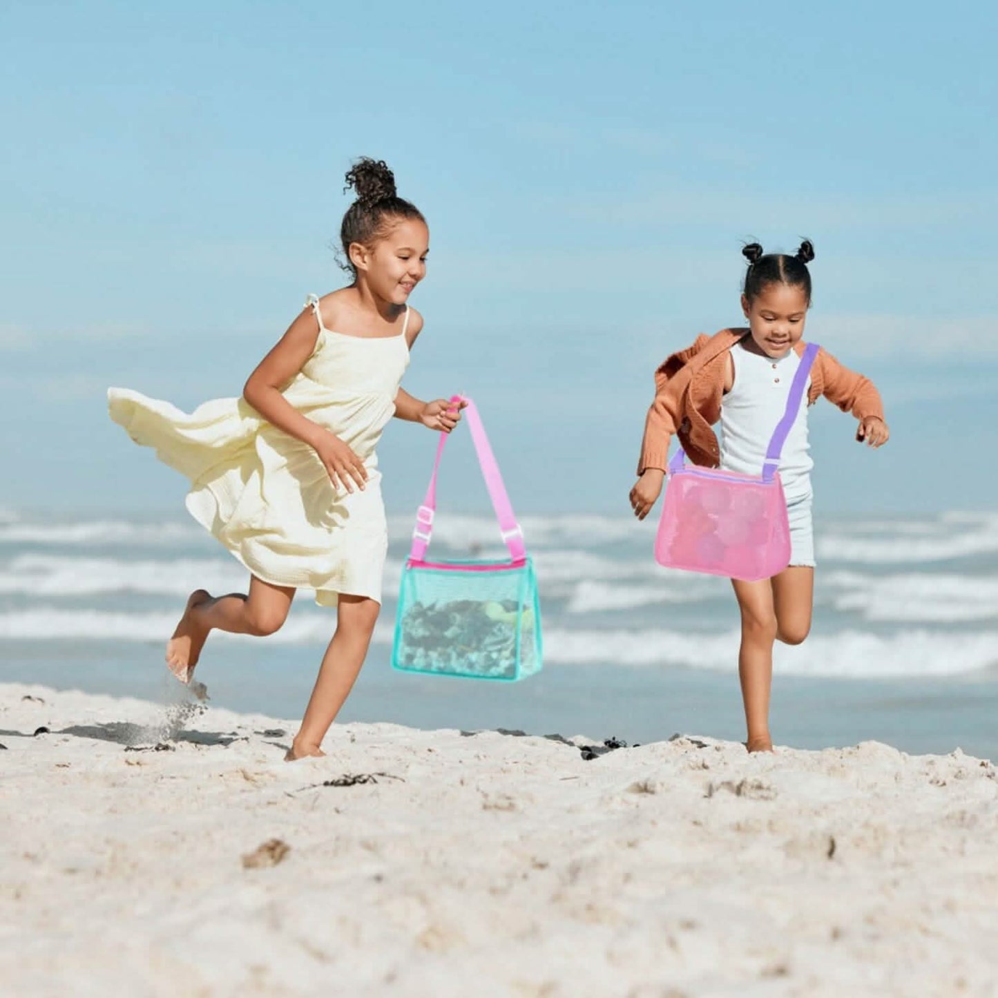 3-Pieces: Beach Mesh Bags Seashell Sand Tote Bag Outdoor Recreation - Tophatter Daily Deals