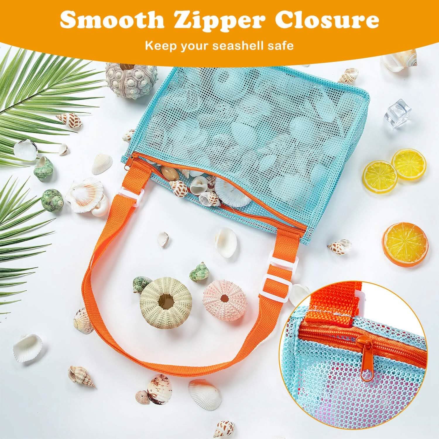 3-Pieces: Beach Mesh Bags Seashell Sand Tote Bag Outdoor Recreation - Tophatter Daily Deals