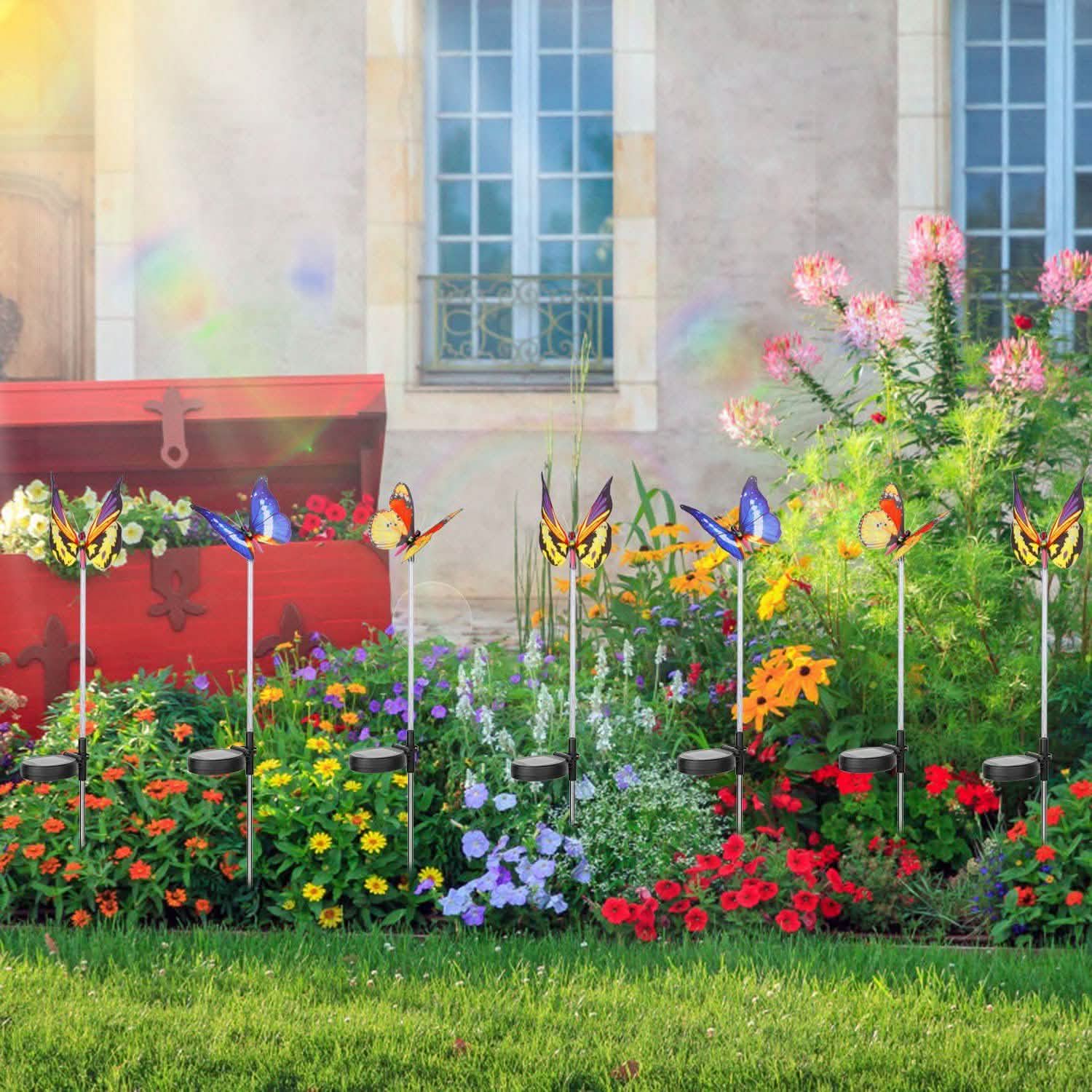 3-Pieces: Decorative Butterfly Lamps with Rotatable Solar Panel Lamp Garden & Patio - Tophatter Daily Deals