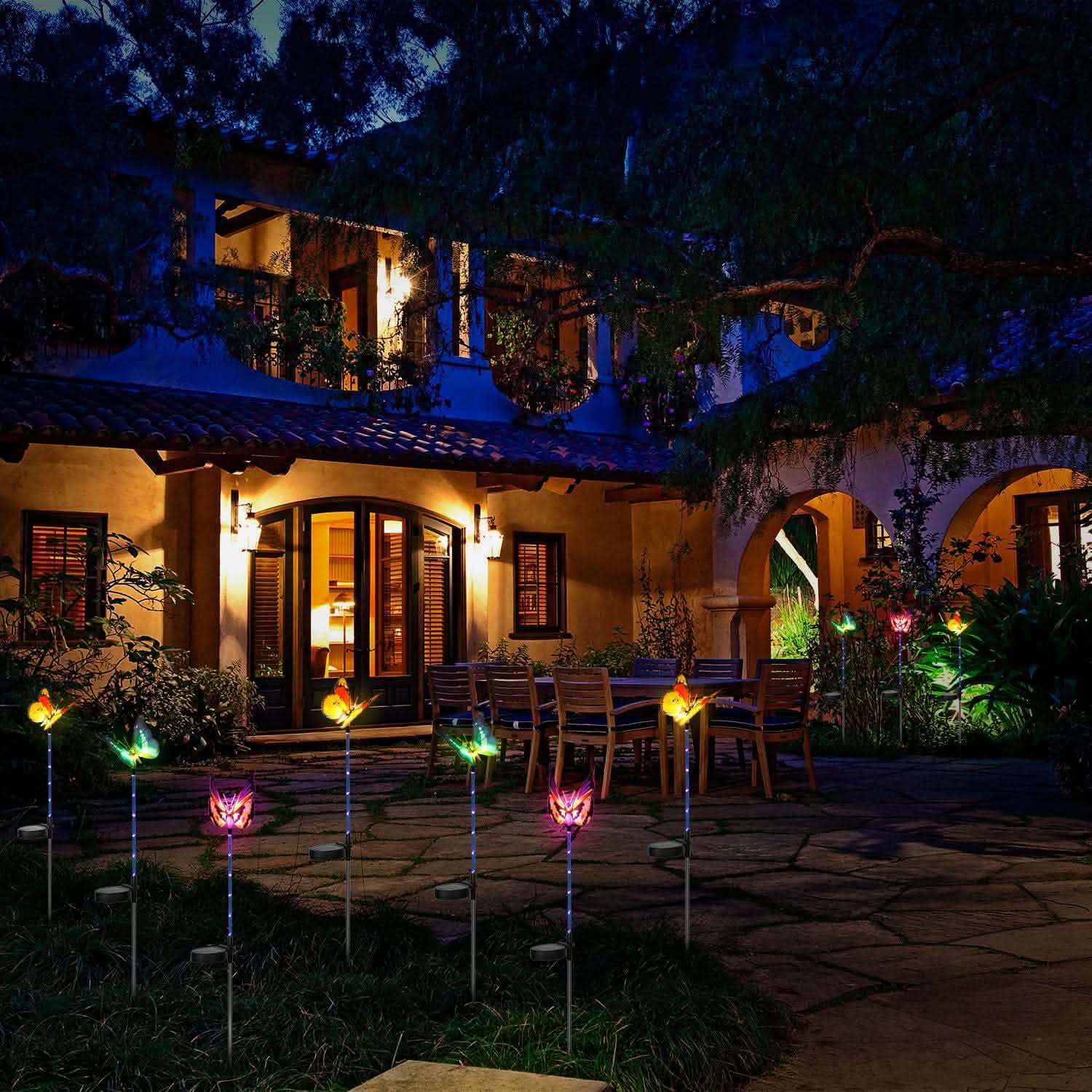 3-Pieces: Decorative Butterfly Lamps with Rotatable Solar Panel Lamp Garden & Patio - Tophatter Daily Deals