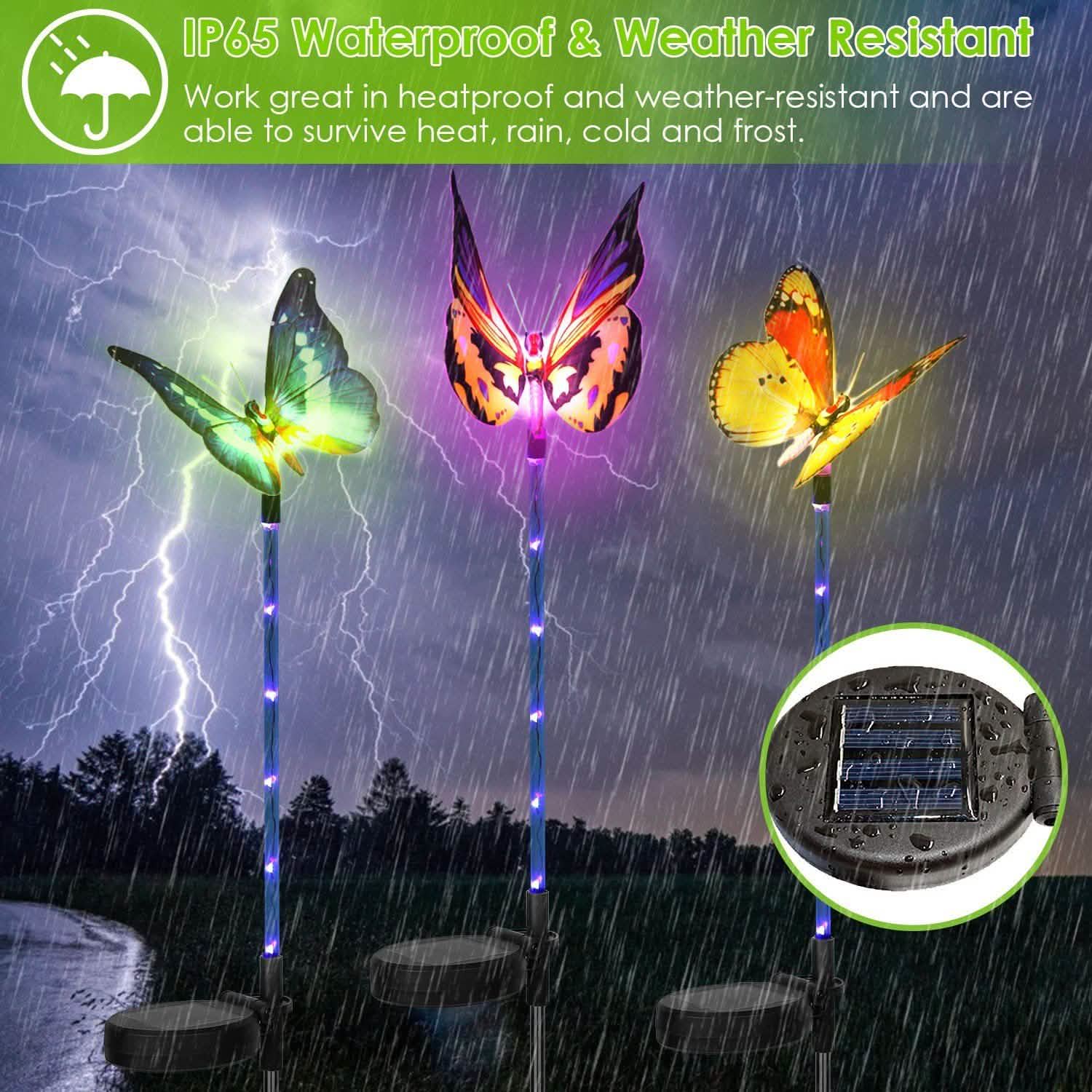 3-Pieces: Decorative Butterfly Lamps with Rotatable Solar Panel Lamp Garden & Patio - Tophatter Daily Deals