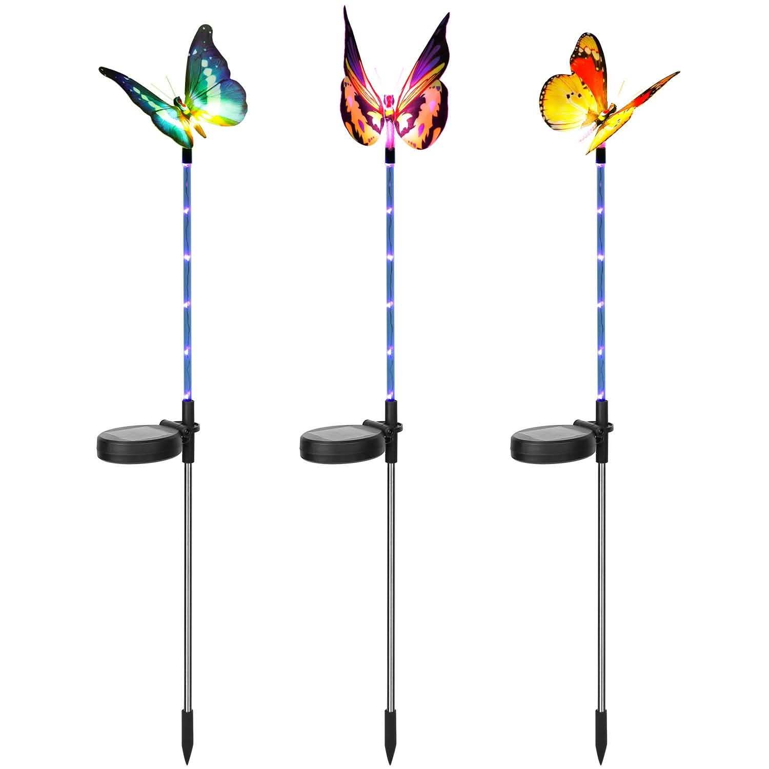 3-Pieces: Decorative Butterfly Lamps with Rotatable Solar Panel Lamp Garden & Patio - Tophatter Daily Deals