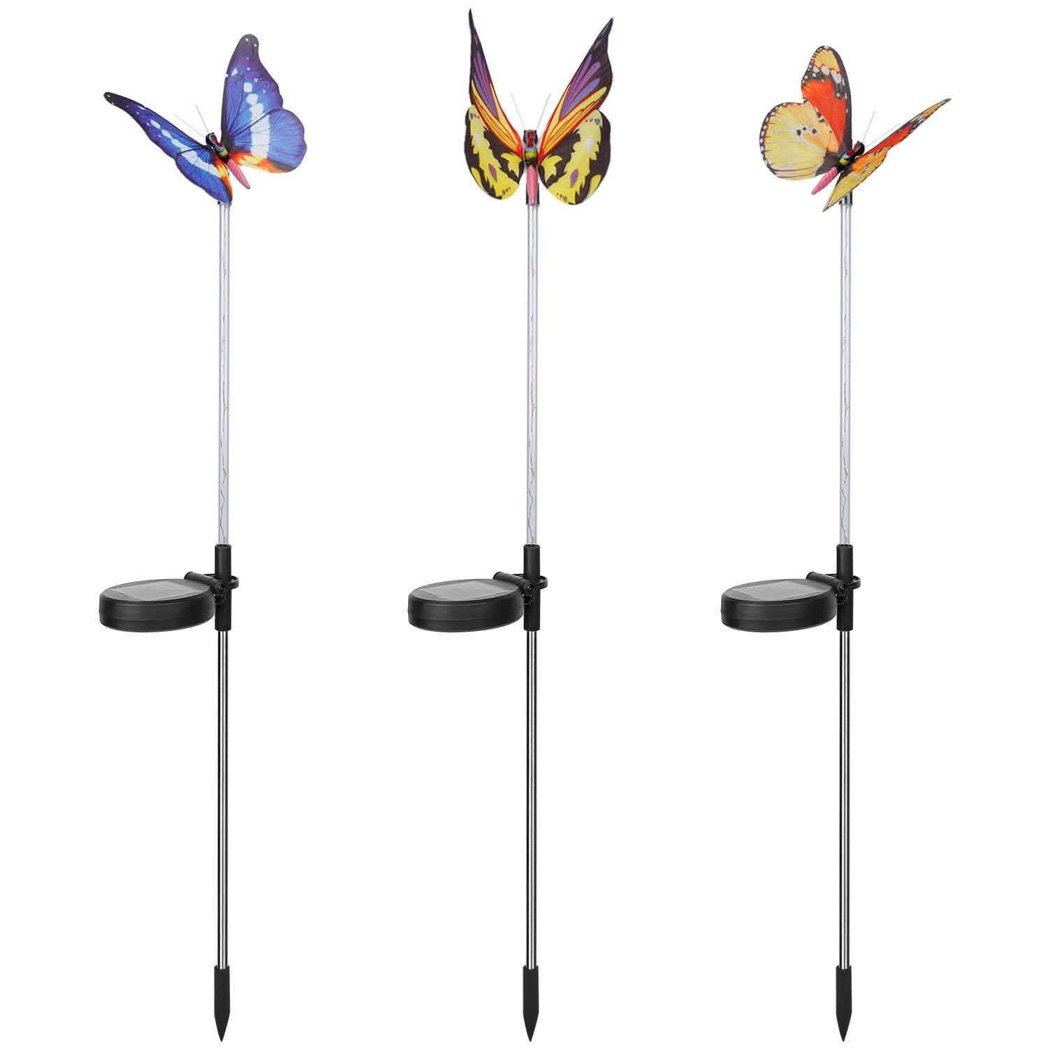 3-Pieces: Decorative Butterfly Lamps with Rotatable Solar Panel Lamp Garden & Patio - Tophatter Daily Deals