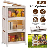 3-Pieces: Foldable Storage Bins with Lid Front Magnetic Door Collapsible Stackable Closet Organizer Kitchen Storage - Tophatter Daily Deals