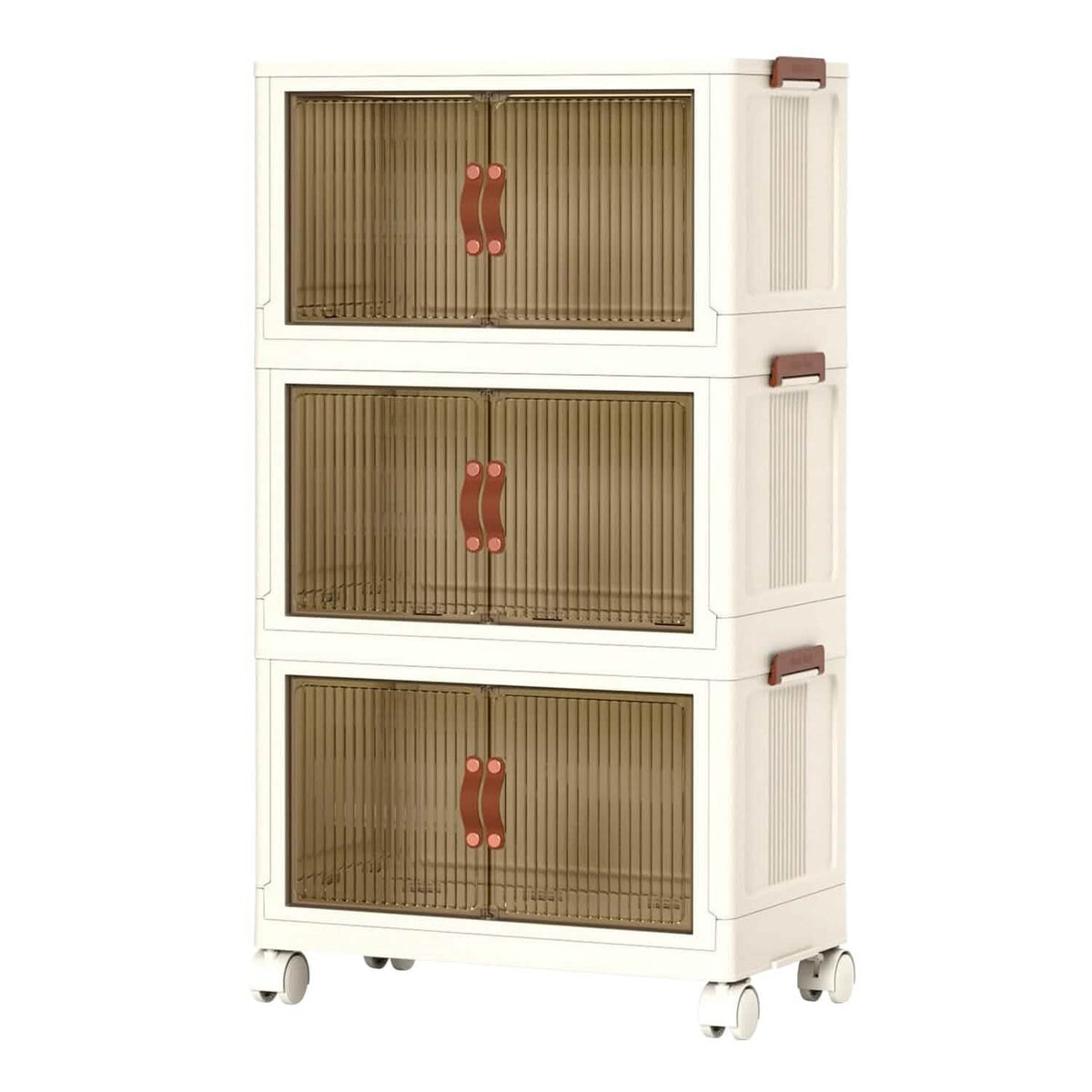 3-Pieces: Foldable Storage Bins with Lid Front Magnetic Door Collapsible Stackable Closet Organizer Kitchen Storage - Tophatter Daily Deals