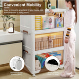 3-Pieces: Foldable Storage Bins with Lid Front Magnetic Door Collapsible Stackable Closet Organizer Kitchen Storage - Tophatter Daily Deals