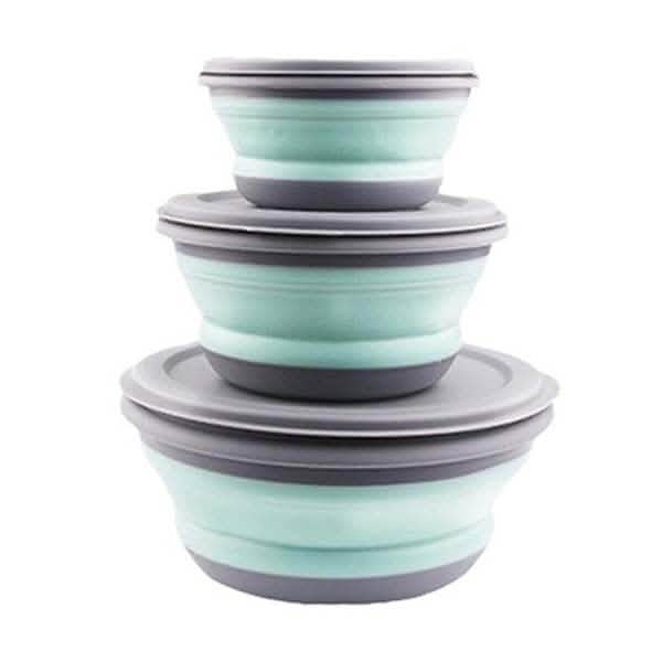 3-Pieces: Folding Camping Bowl Set Green Kitchen Storage - Tophatter Daily Deals