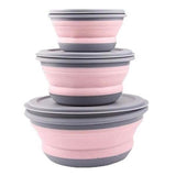 3-Pieces: Folding Camping Bowl Set Pink Kitchen Storage - Tophatter Daily Deals