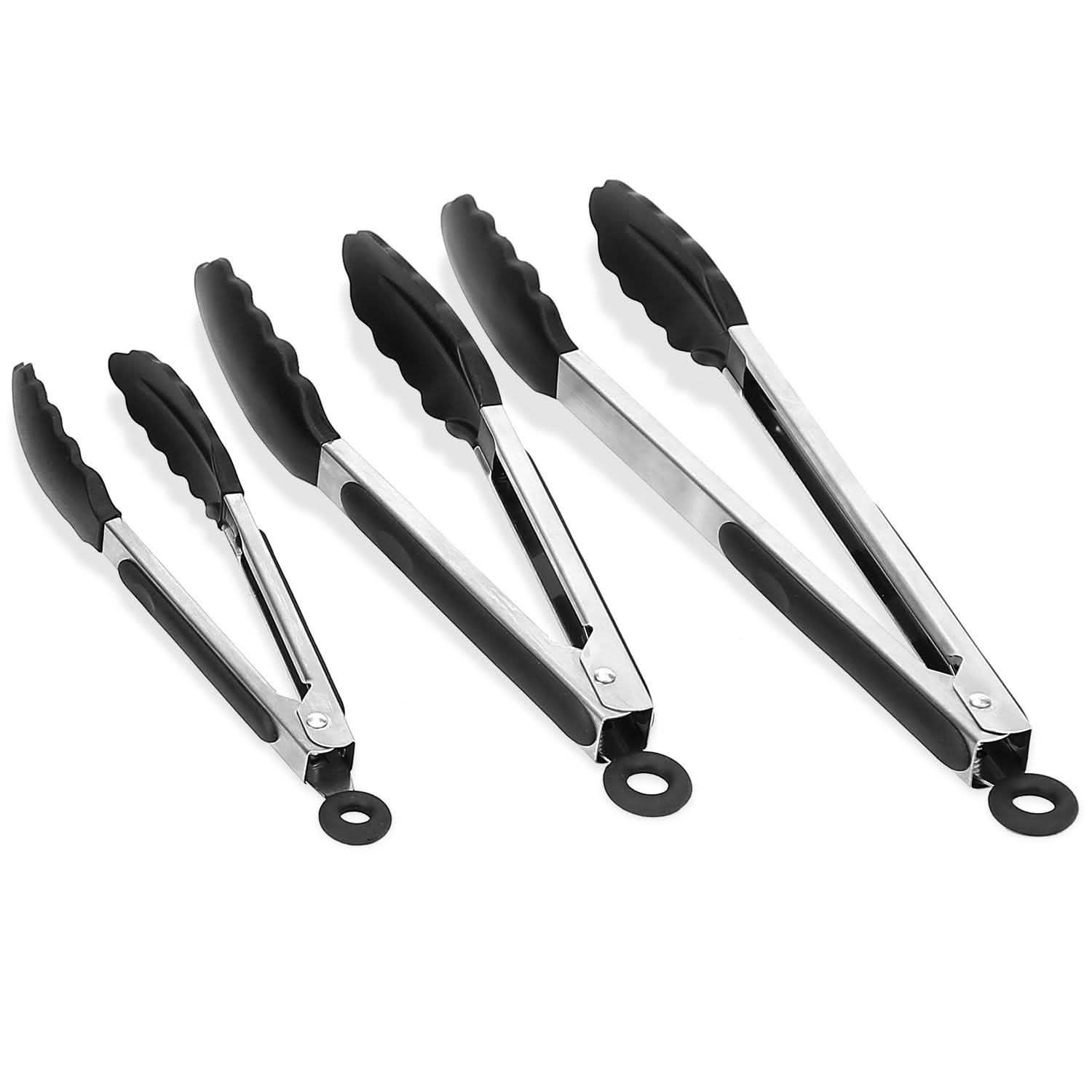 3-Pieces: Kitchen Tongs Stainless Steel with Silicon Kitchen Tools & Gadgets - Tophatter Daily Deals