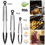 3-Pieces: Kitchen Tongs Stainless Steel with Silicon Kitchen Tools & Gadgets - Tophatter Daily Deals