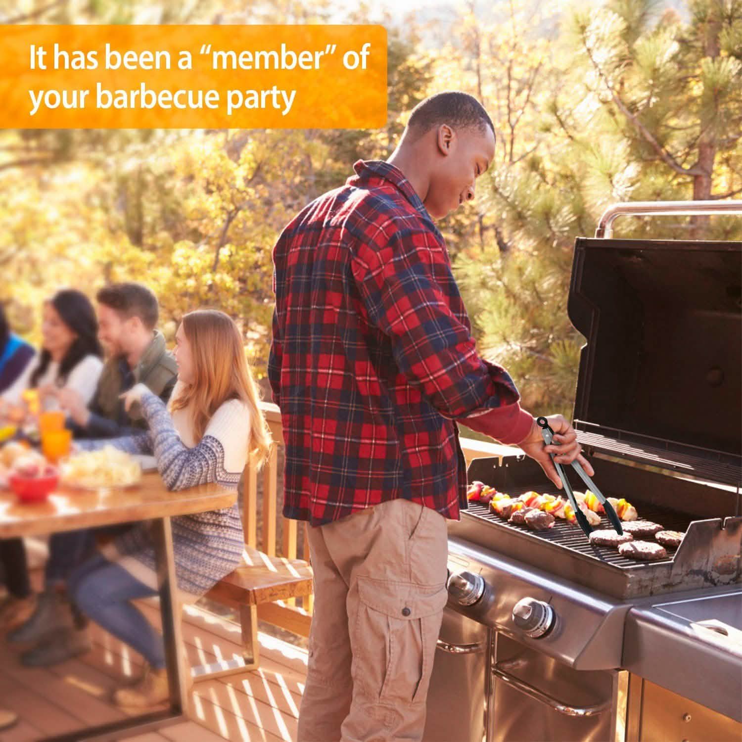 3-Pieces: Kitchen Tongs Stainless Steel with Silicon Kitchen Tools & Gadgets - Tophatter Daily Deals